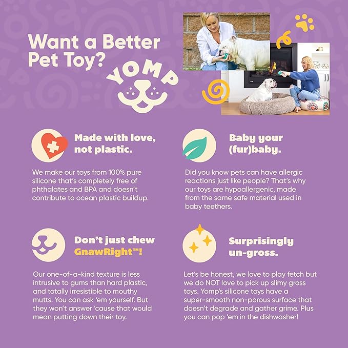 Yomp Snackin' Fillable Dog Toy – Stuffable, Interactive Treat Dispensing Chew Toy for Soft and Medium Chewers - Made of Pet-Safe, Non-Toxic Silicone