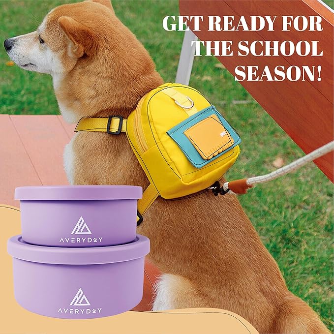 30 Oz Travel Dog Bowls with Lids, 2-in-1 Portable Pet Bowls for Food and Water, Leakproof Travel Dog Food & Water Bowl for Outdoor, Camping, Travel Dog Feeding Bowl, Daycare Pet Bowls