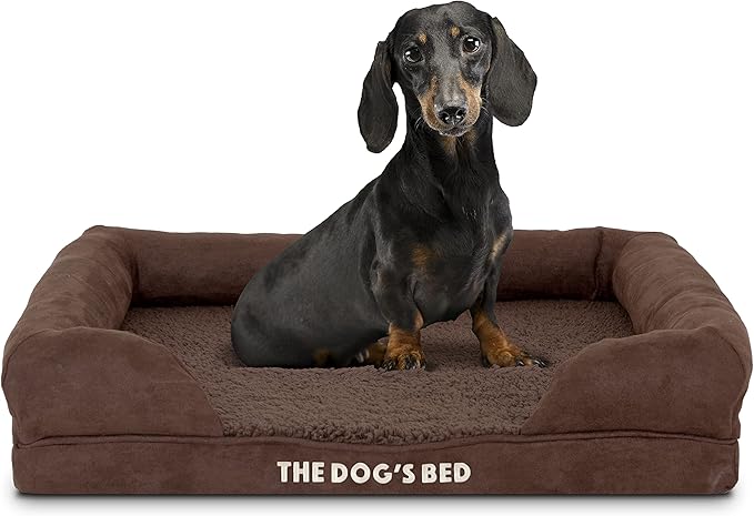 The Dog’s Bed Orthopedic Dog Bed Medium Brown Plush, Premium Memory Foam, Pain Relief: Arthritis, Hip & Elbow Dysplasia, Post Surgery, Lameness, Waterproof Washable Cover