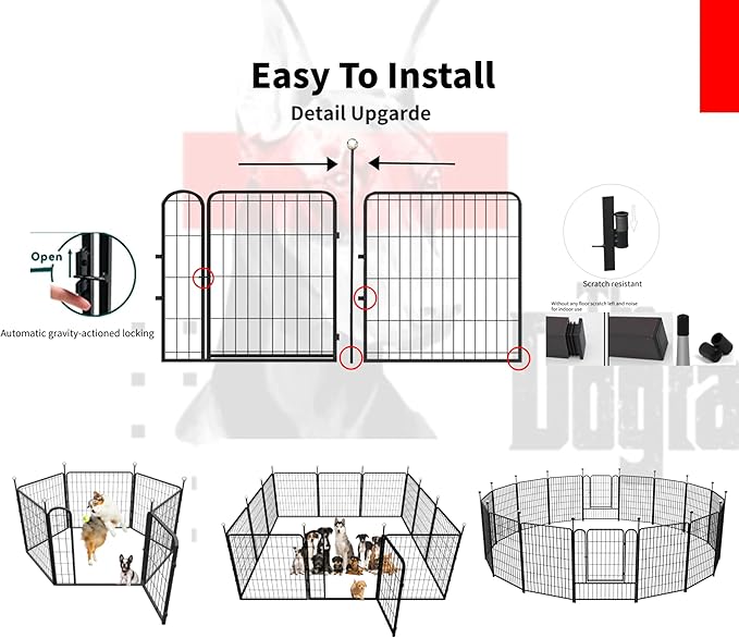 Puppy Playpen Indoor/Outdoor,24'' Portable Dog Playpen with Easy-Carry Straps,6 Panels Dog Pen Play Pen for Small Dogs,Rustproof Pet Playpen for Camping RV Yard(with One Door)