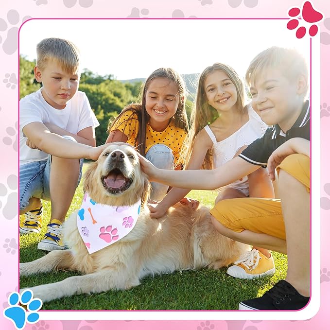 Abbylike 50 Pcs Paw Print Dog Bandanas Bulk Cute Footprint Bandanas for Dogs Triangle Kerchief Bib Scarf for Pets Halloween Party Costume Photo Props Daily Accessories Pet Shops (19.7 x 13.8 x 13.8)