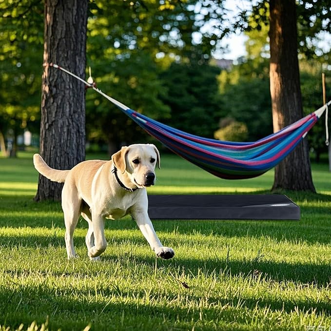 Orthopedic Outdoor Waterproof Dog Beds for Extra Large Dogs, Washable Crate Bed with Egg Crate Foam Pet Bed Mat and Removable Oxford Fabric Cooling Cover Bed,45"x 32", Black