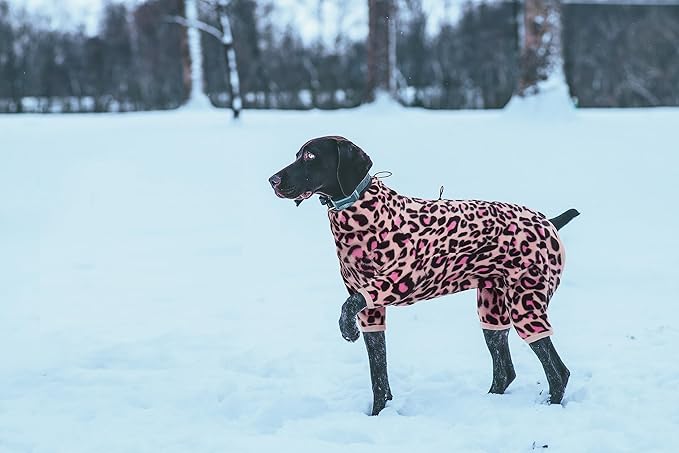 ROZKITCH Dog Warm Pajamas, Pet Windproof Warm Cold Weather Jacket Vest with Luminous Zipper, Jumpsuit Apparel Outfit Clothes for Small Medium Large Dog L-Pink 2XL