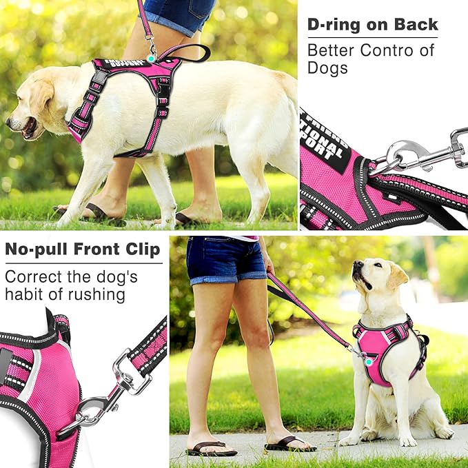 WINSEE Service Dog Vest No Pull Dog Harness with 7 Dog Patches, Reflective Pet Harness with Durable Soft Padded Handle for Puppies, Small, Medium, Large, and Extra-Large Dogs