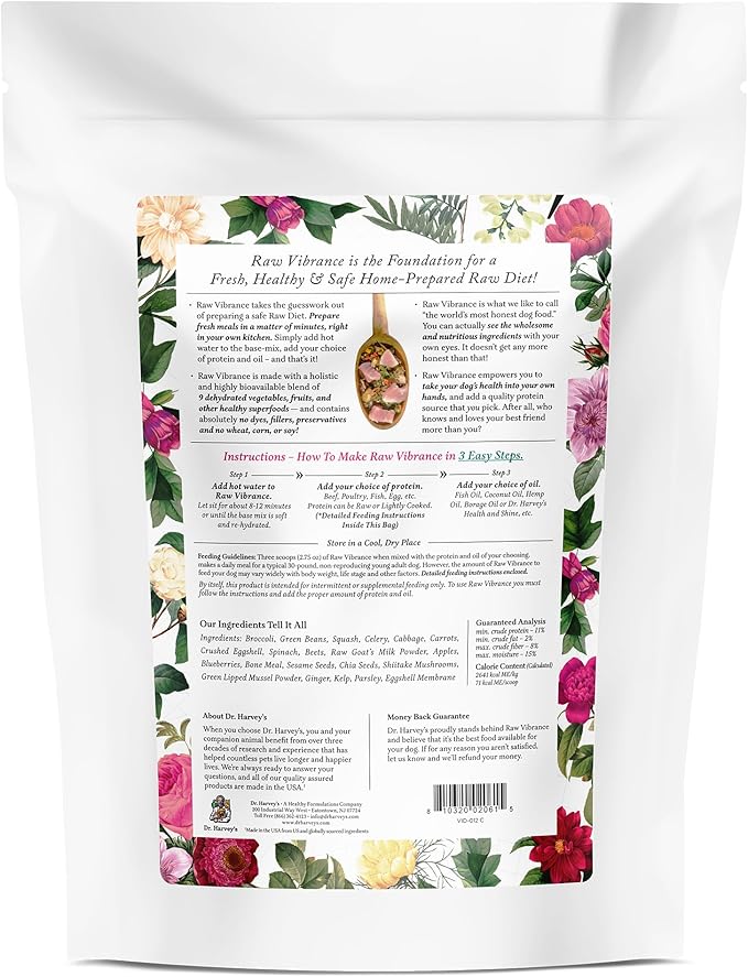 Dr. Harvey's Raw Vibrance Grain Free Dehydrated Foundation for Raw Diet Dog Food (6 Pounds)