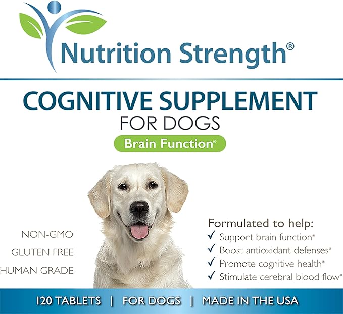Cognitive Support for Dogs, Promotes Dog Brain Health, Mental Support Supplement for Cognitive Difficulties, 120 Chewable Tablets