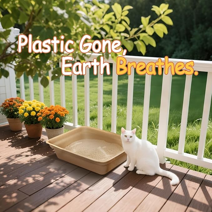 Disposable Litter Boxes for Cats Leak-Proof: 9-Pack Odor Control Sustainable Large Kitty Tray for Travel/Indoor Use