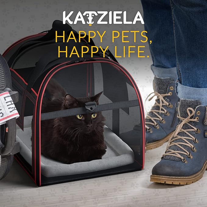 Airline Compliant Pet Carrier - Rolling Portable Travel Carry Crate for Small Dog Puppy or Cat - Soft Removable Wheeled Design with Mesh Window Sides - Airplane and TSA Compliant- by Katziela