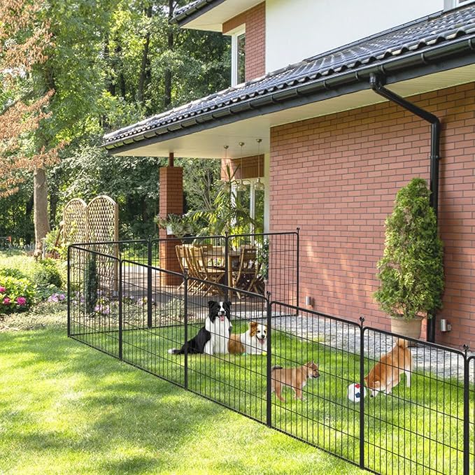 Dog Playpen 40 inch 2 Panels Indoor Dog Pen for Large/Medium/Small Dogs Heavy Duty Metal Dog Fence Outdoor for Yard, Puppy Playpen with Door Portable Pet Fence for RV Camping Yard