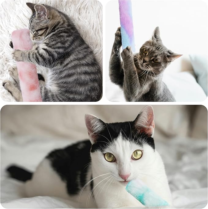 3 Pack Catnip Toys,Soft and Durable Cat Pillows Toys, Rich Color Catnip Toys,Indoor Interactive Cat Kicker Toy, Companion Toys for Cats (Pastel Set)