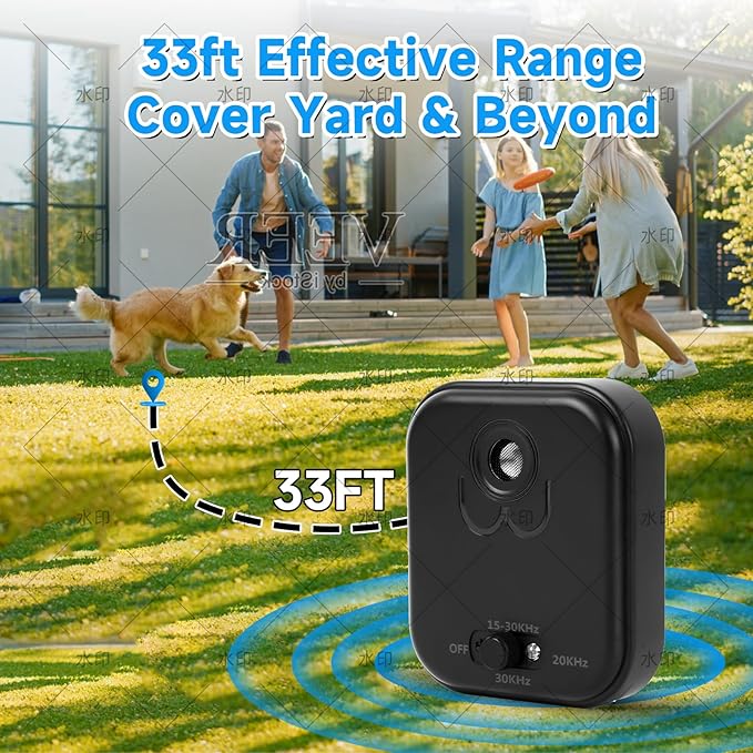 GDJBA Ultrasonic Dog Bark Deterrent Device - 2025 Upgrade Anti Barking Device for Dogs Outdoor with 15-Day Battery, Stop Neighbors Dog Barking & Smart Bark Control