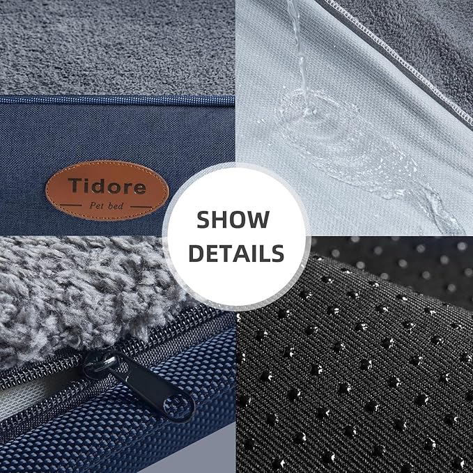 Orthopedic Dog Beds for Medium Dogs, Durable Egg Crate Foam Sofa Dog Bed wit Washable Removable Cover,Waterproof Lining,Pet Bed for Large Dogs (Denim Blue, 31.5" L x 25.2" W x 7" Th)