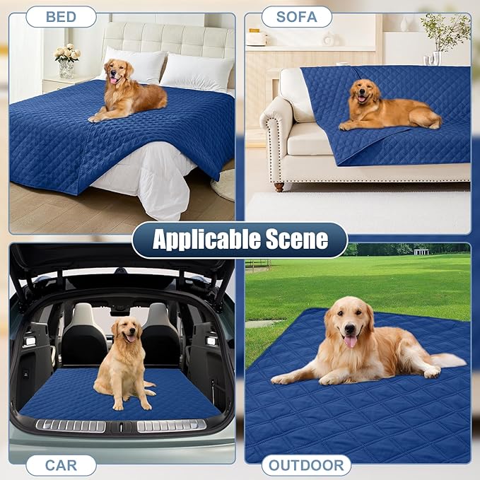 Smiry Waterproof Dog Blanket, Reversible Dog Bed Cover Pet Blanket, Soft Pet Couch Covers for Sofa Washable, Bed Couch Sofa Furniture Protector for Puppy Cat Kids (40"x50", Navy/Navy)