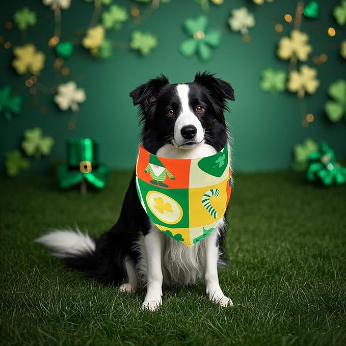 St Patricks Day Dog Bandanas for Large Dog Breed 7 Pcs Sewing Hemming Dogs Bandanas 33 Inch XXL Adjustable Scarves Grooming L