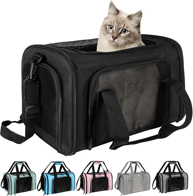 Top tasta Dog Cat Carrier Pet Carriers for Small Medium Large Cats Dogs Carrier Under 25 Lbs Soft Sided Small Puppy Dog Carrier Portable Foldable Dog Cat Travel Carrier (Black 20 * 13 * 13)