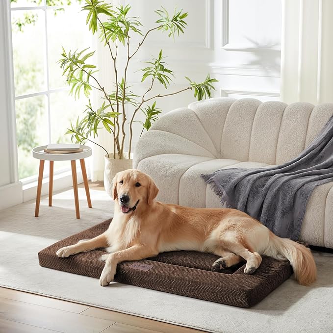 WESTERN HOME Dog Bed for Crate, High Resilience Foam Dog Crate Mat Kennel Pad with Soft Wavy Plush Comfortable Anti-Slip Washable Bed for Large Medium Small Dogs & Cats