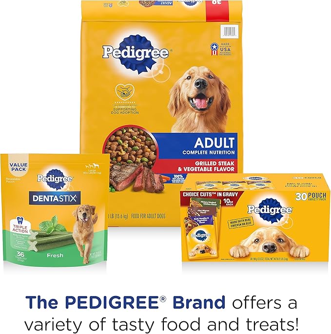 Pedigree Dentastix Large Breed Dog Treats, Beef Flavor, (4) 18ct Bags (72 Treats Total)