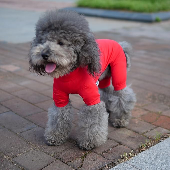 LoveLongLong Dog Jumpsuit with UV Protection and Quick-Dry Fabric for Spring Summer Pet Pajamas Red XL