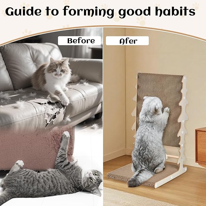 Monday To Sunday® Cat Scratch Pad, CardboardL Shape Vertical CatScratchers for Indoor Cats, Scraching Cardboard Large Size, Indoor Cat Post(Fishbone)