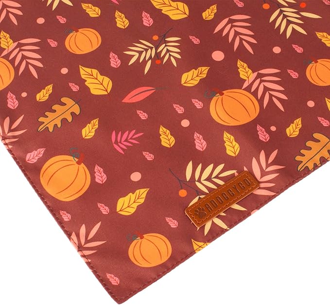 ADOGGYGO Thanksgiving Dog Bandana, Pumpkin Turkey Pet Scarf, Multi Size Offered, Fall Autumn Leaves Thanksgiving Bandanas for Small Dogs Cats Puppies (Small)