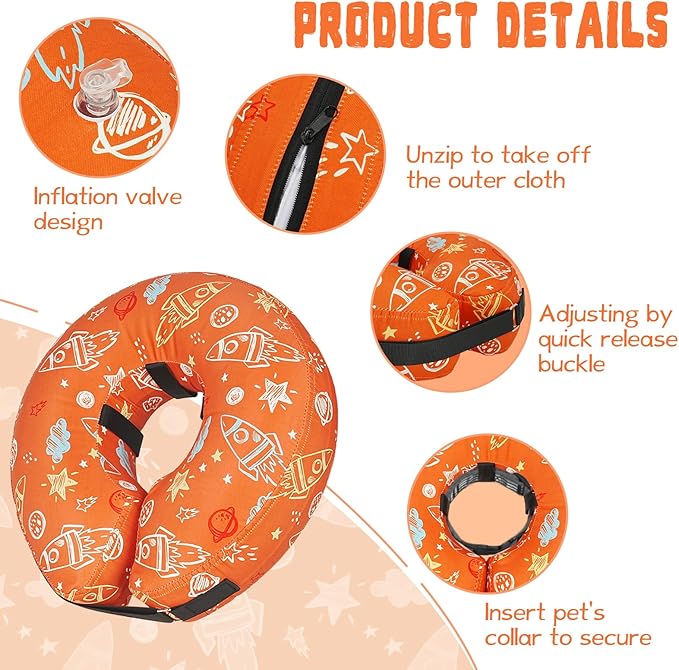 Inflatable Dog Cone Collar for After Surgery, Dog Donut Collar After Surgery, Soft Pet Cone for Small Medium Large Dogs to Stop Licking