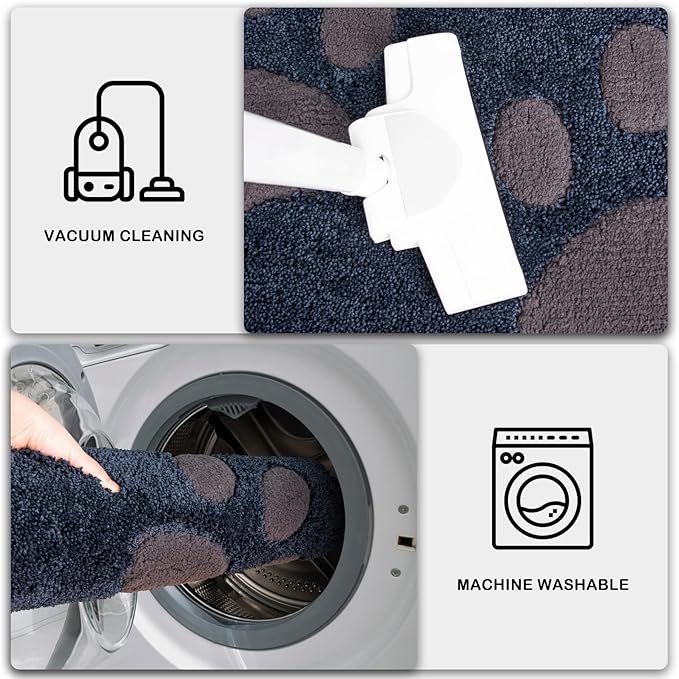 PURRUGS Dirt Trapping Door Mat 32" x 47", Non-Skid/Slip Machine Washable Microfiber Entryway Rug, Dog Doormat, Super Absorbent Welcome Mat for Muddy Wet Shoes and Paws, Navy Blue