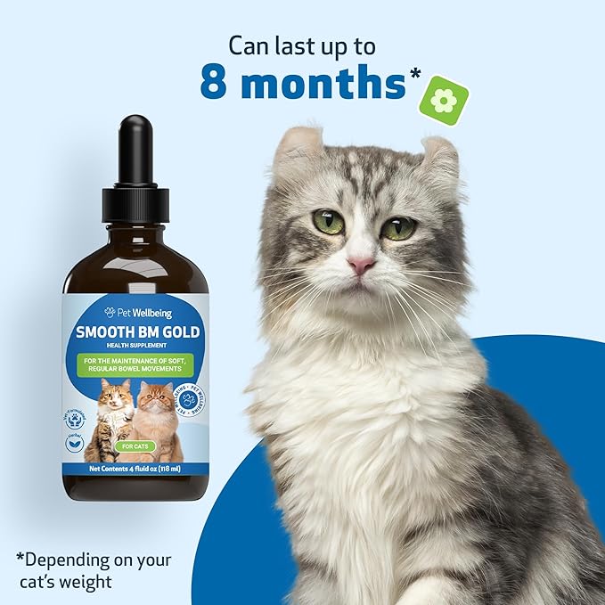 Pet Wellbeing Smooth BM Gold for Dog & Cats - Constipation Relief & Stool Softener, Supports Healthy Bowel Movements - Natural Herbal Supplement 4 oz (118 ml)