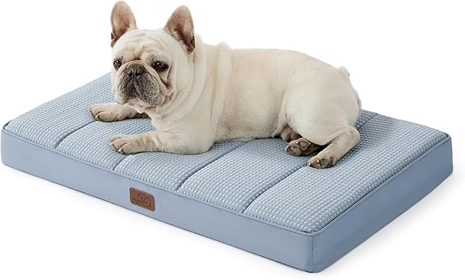 Bedsure Cooling Dog Bed for Medium Dogs - Orthopedic Flat Puppy Beds with Removable Washable Cover, Egg Crate Foam Pet Mat, Suitable for Pet Up to 35 lbs