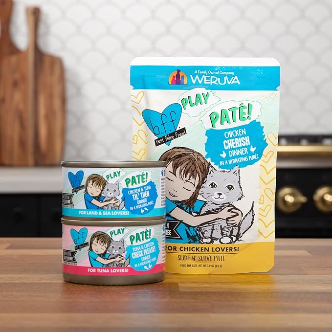 Weruva B.F.F. Play - Best Feline Friend Paté Lovers, Aw Yeah!, Duck & Tuna Trickster with Duck & Tuna, 5.5oz Can (Pack of 8)