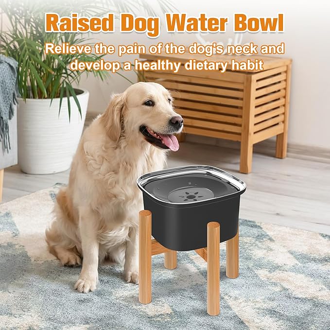 Decflow 3L Elevated Dog Water Bowl, Stainless Steel Raised Slow Water Bowl with Stand, Large Capacity No Spill Dog Dispenser for Small, Medium and Large Dogs