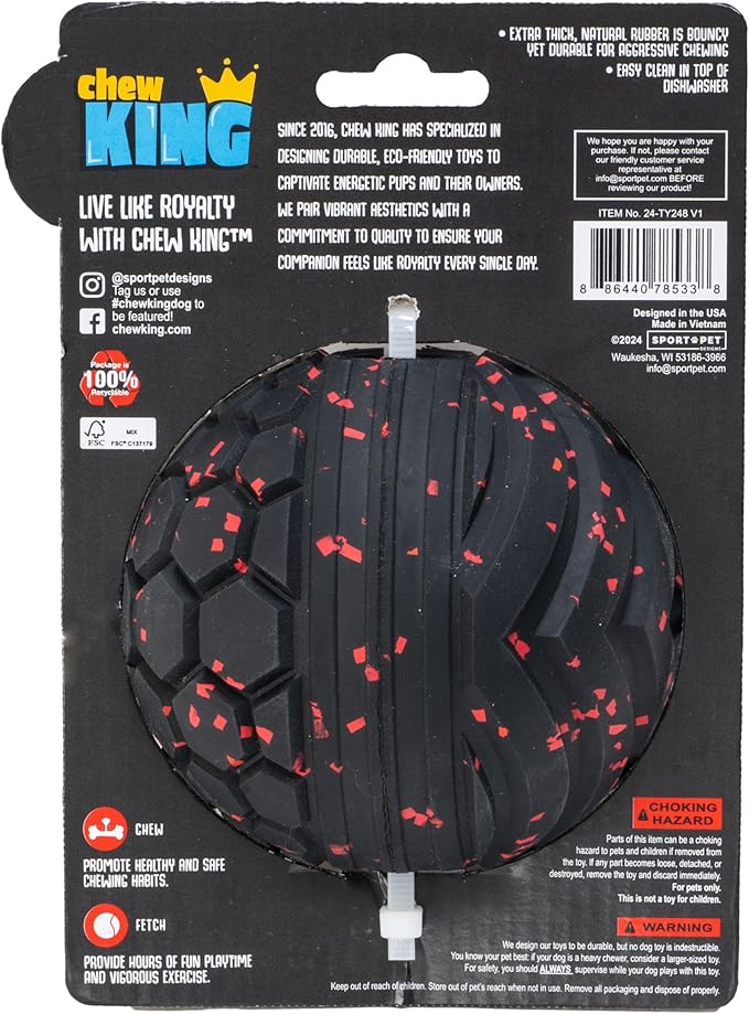 Chew King by Mammoth Supreme Dog Toy Collection, Large 4" Supreme Fetch Ball
