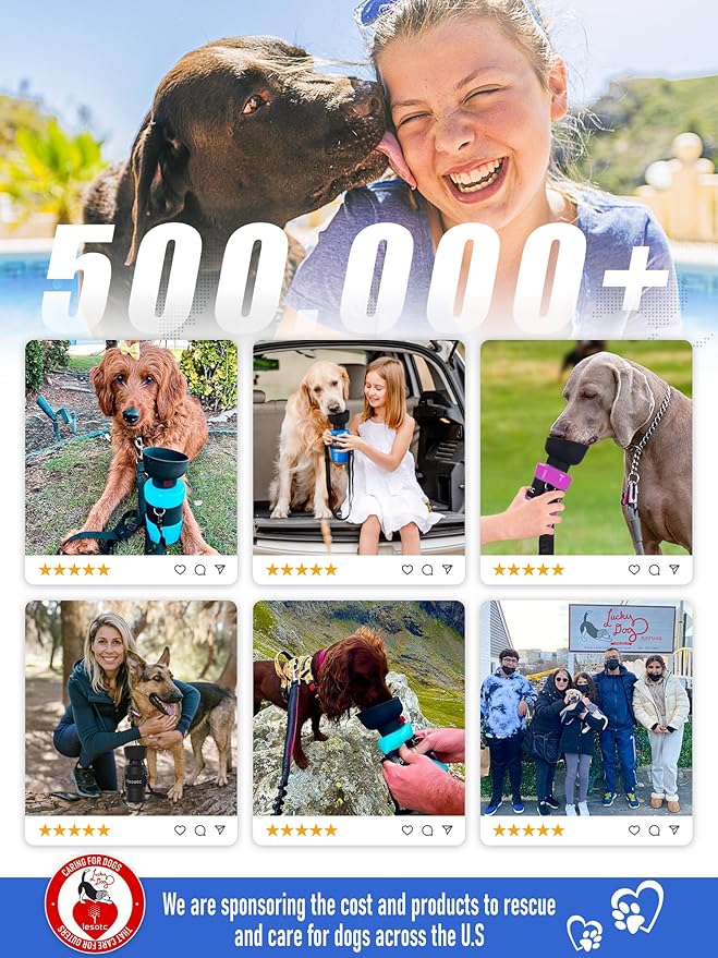 lesotc Dog Water Bottle, Portable Water Dispenser with Travel Water Bowl, Leak Proof Pet Travel Squeeze Bottle, Puppy Essentials Dog Stuff Accessories for Outdoor Walking, Hiking, Camping