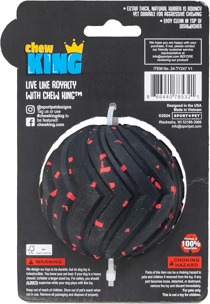 Chew King by Mammoth Supreme Dog Toy Collection, Medium 3" Supreme Fetch Ball