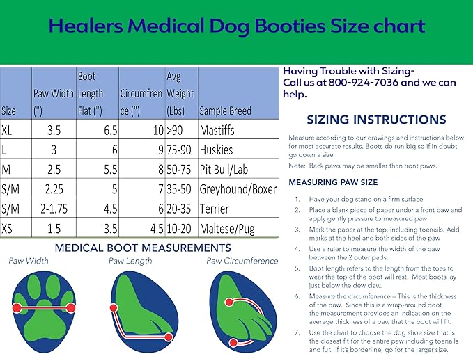 Healers Petcare Medical Dog Bootie for Wound Care & Paw Protection, Single Boot (Blue) - Non-Slip Sole, Breathable Fabric, Vet Approved (Large)