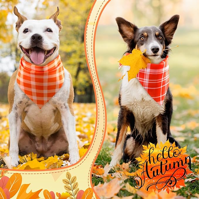 Abbylike 50 Pcs Fall Plaid Dog Bandanas Bulk Thanksgiving Bandanas for Dogs Triangle Kerchief Bibs Scarf for Pets Autumn Costume Photo Props Accessories Pet Shops, 25 Styles (31.5 x 21.7 x 21.7)