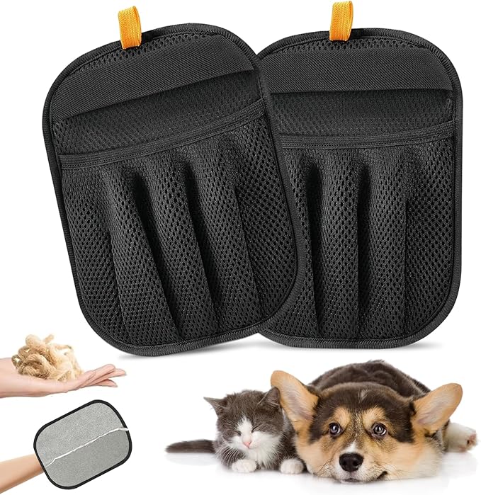 Pet Hair Removal Glove for Cats & Dogs,Upgraded Five-Finger Electrostatic Pet Hair Gloves, Reusable Pet Hair Remover Tool for Clothing, Couch, Carpet, Car Seat