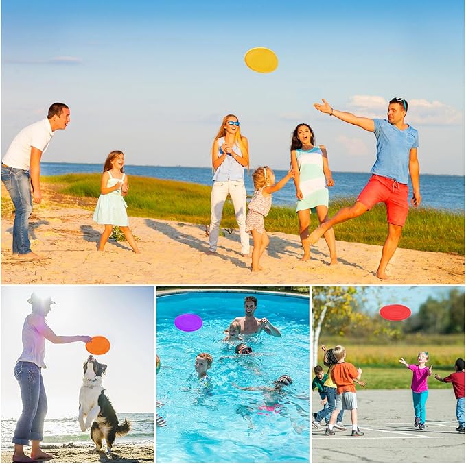 Kids Flying Disc 7 Inch Silicone Flying Disks Bulk for Children Dog Outdoor Backyard Lawn School Teaching Early Education Sports Games Party Favors, 6 Colors,6/12/24pcs