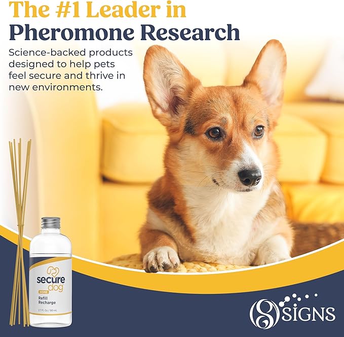 SecureDog Pheromone Home Stick Diffuser 30-Day Refill Kit, Passive Diffuser Creates Secure Environment for Stress Management, Supports Calm and Well-Being, Naturally Relieving Anxiety and Stress