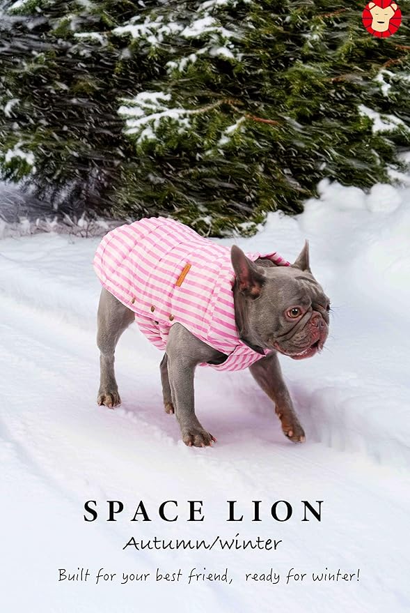 SPACE LION Puffer Jacket, Down Winter Coat, Durable Outdoor Coat for Cold and Windy Conditions, Waterproof, Windproof, Lightweight Jacket, Adjustable Fit for Small, Medium Dogs(Pink,M)