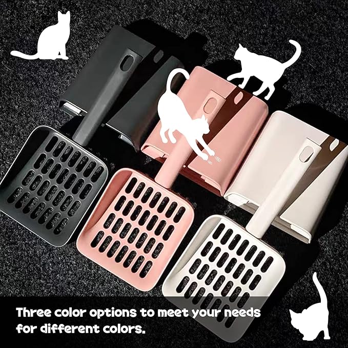 Cat Litter Scooper with Caddy, cat Scooper with Holder, with Container to Store cat Scooper, Durable ABS Material and Cute Design - 85° Matte Dark Grey