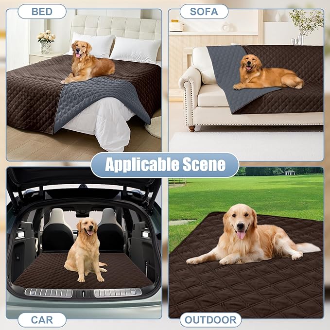 Smiry Waterproof Dog Blanket, Reversible Dog Bed Cover Pet Blanket, Soft Pet Couch Covers for Sofa Washable, Bed Couch Sofa Furniture Protector for Puppy Cat Kids (30"x90", Chocolate/Dark Grey)