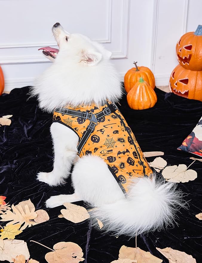 Aiboria Dog Jackets Windproof Outfit Coat Dog Vest Harness Puppy Warm Jacket Halloween Orange 4XL