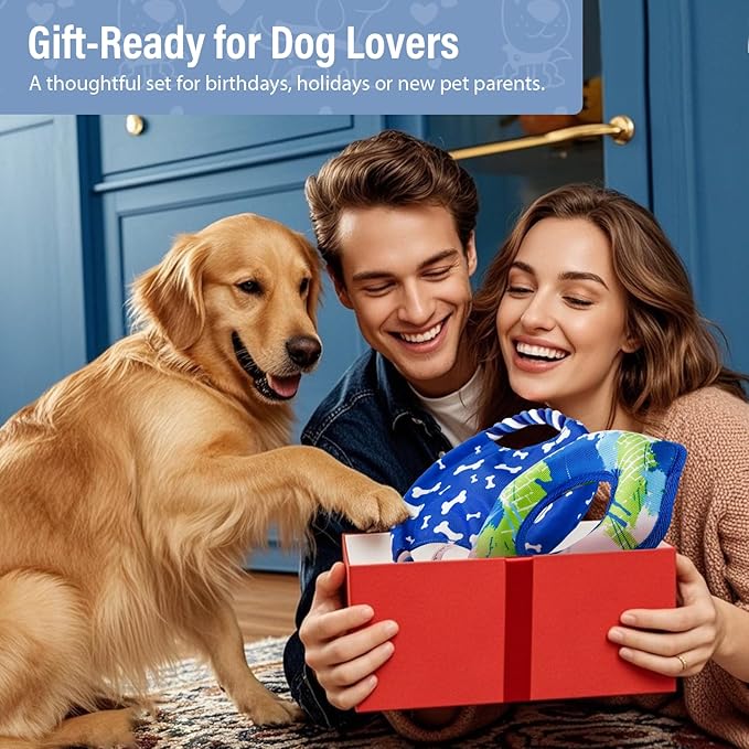 Dog Frisbee Toy Set – 2 Pack Floating & Rope Flying Discs for Dogs | Durable, Water-Resistant, Interactive Training Toys for Small & Medium Dogs, Outdoor Fetch & Tug Games