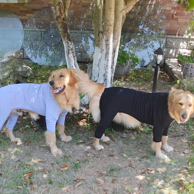 Lovelonglong Four Feet Dog Lightweight Pajamas, Pure Cotton Dog Jumpsuits 4 Legs Dog Onesies T-Shirt Stylish PJS Puppy Costume for Large Medium Small Dogs Gray XXXXL