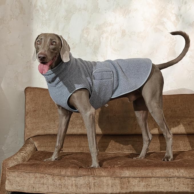 ROZKITCH Reversible Dog Sherpa Jacket Super Warm Fleece Sherpa Sweater with Embroidery, Adjustable Double-Sided Plush Sweatshirt for Small Breeds Bluegreen M