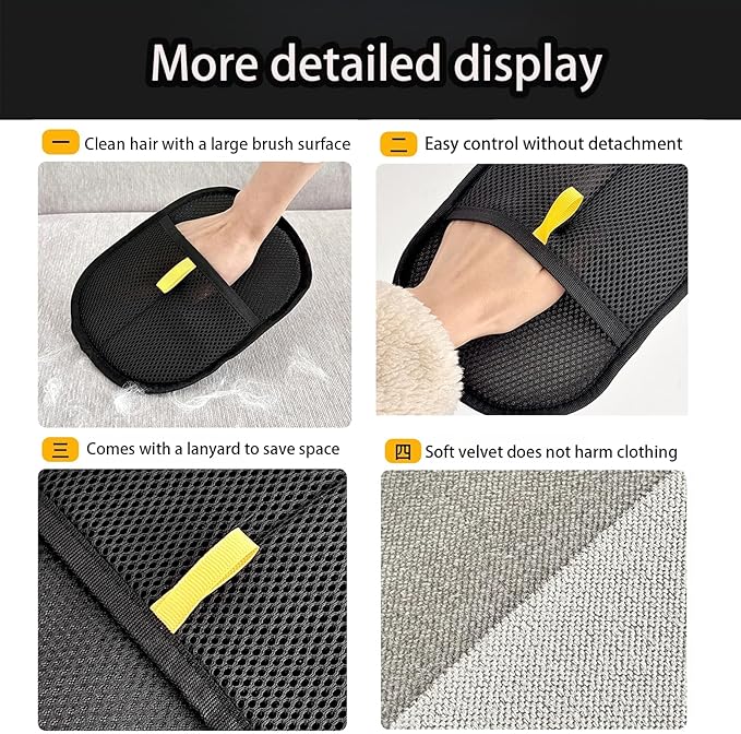 1 Pcs Pet Hair Remover Electrostatic Gloves,Pet Hair Removal Glove,Electrostatic Pet Hair Remover Gloves for Furniture, Carpet, and Car Seats - Reusable Pet Grooming Tool (1)