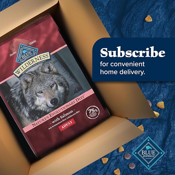 Blue Buffalo Wilderness Adult High-Protein Dry Dog Food Natural Salmon WITH WHOLESOME GRAINS