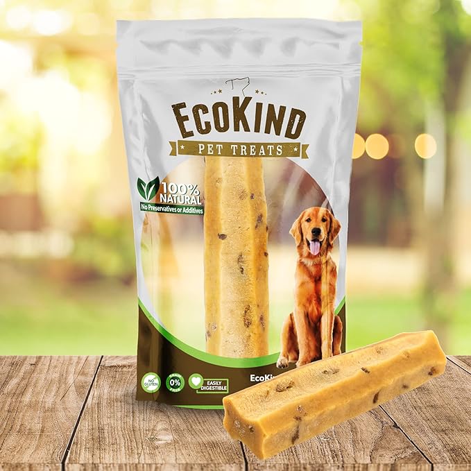 EcoKind Premium Gold Yak Cheese Himalayan Dog Chews, Dog Treats Large Breed, All Natural, High Protein Dog Chew, Bacon, Large - 1 Chew