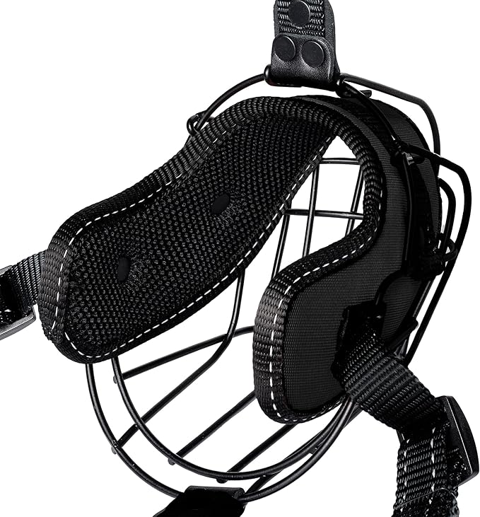 OOPSDOGGY Metal Dog Muzzle for Large Dog, Adjustable Brethable Wire Basket for Rottweiler to Prevent Biting Chewing (Black, Rottweiler)