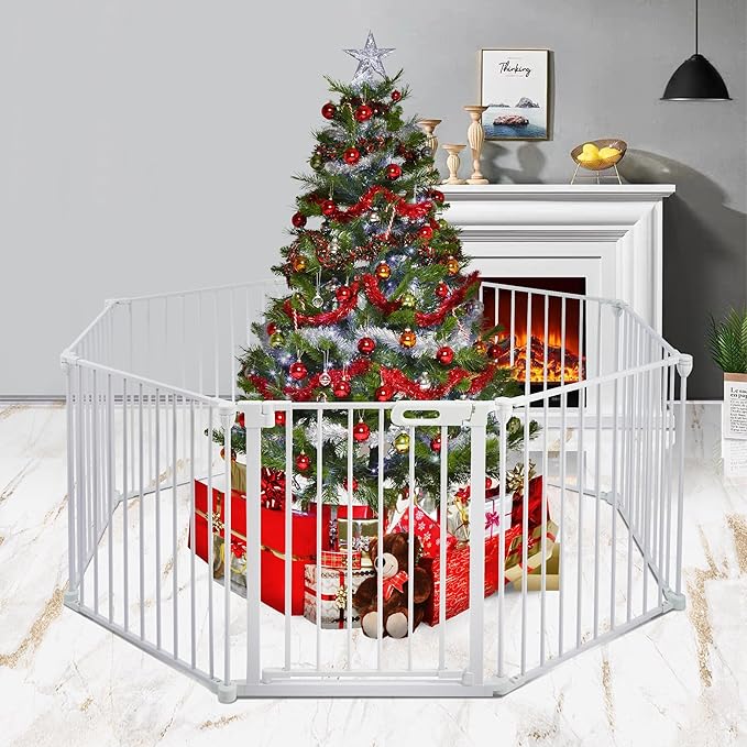 BalanceFrom Easy Walk-Thru Safety Gate for Doorways and Stairways with Auto-Close/Hold-Open Features, 36-Inch Tall, 205-Inch Wide, White